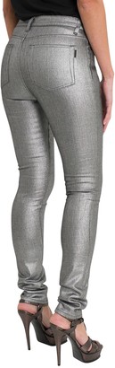 Saint Laurent Laminated Silver Skinny Jeans