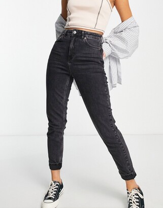 Topshop tapered mom jeans in washed black - ShopStyle