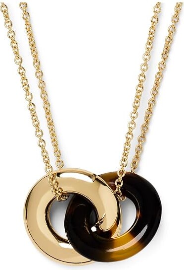 Kate Spade Interlock Pendant Women's Necklace Tortoise Brass/Cubic Zirconia/Glass