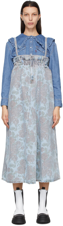 Ganni Blue Levi's Edition Denim Printed Dress - ShopStyle