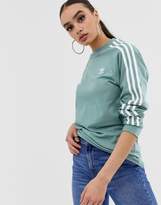 Thumbnail for your product : adidas adicolor three stripe long sleeve t-shirt in vapour steel