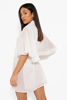 Thumbnail for your product : boohoo Petite Woven Ruffle Angel Sleeve Shirt Dress