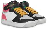 Thumbnail for your product : Burberry Kids Colour Block Leather High-top Sneakers