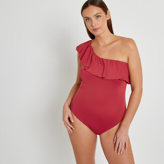 La Redoute Collections Collections Plus Recycled Ruffled Asymmetric Swimsuit