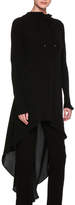 Thumbnail for your product : High-Low Ruched Funnel-Neck Silk Tunic, Black