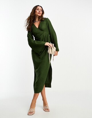 Dark Green Wrap Dress | ShopStyle CA