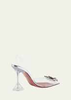 Thumbnail for your product : Amina Muaddi Rosie See-Through Slingback Bow Pumps