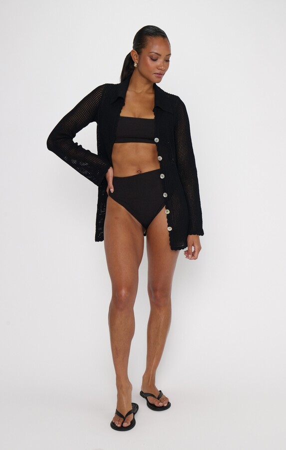 Show Me Your Mumu Button Up Coverup ~ Black Crochet