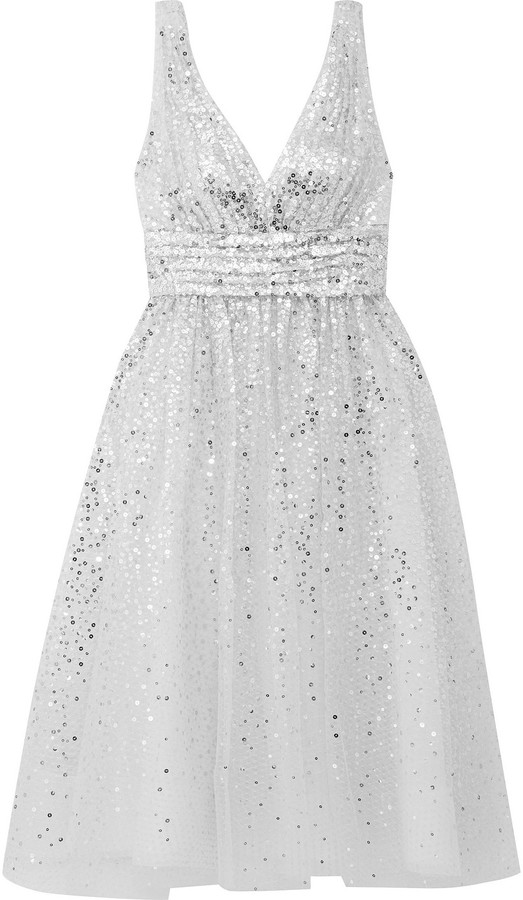 silver mid length dresses