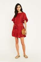 Thumbnail for your product : Urban Outfitters Suddenly Spring Red Linen Ruffle Tie Dress