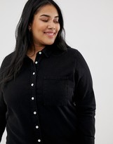 Thumbnail for your product : ASOS DESIGN Curve denim shirt dress in black