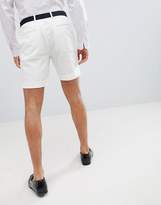 Thumbnail for your product : ASOS Design DESIGN Slim Mid Length Smart Shorts In White Linen