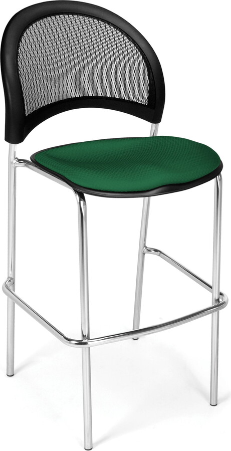 OFM Moon Series Model 338C Fabric Cafe Height Chair, Forest Green with Chrome Finish Base, Pack of 2