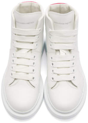 Alexander McQueen White and Pink Oversized High-Top Sneakers