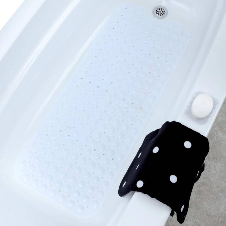 SlipXSolutions 16 in. x 39 in. Extra Long Bath Mat in White