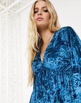 Thumbnail for your product : ASOS DESIGN long sleeve velvet smock dress