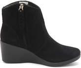 Thumbnail for your product : Crocs Leigh suede wedge bootie Black Boots Womens Shoes Casual Ankle Boots