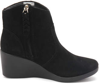 Crocs Leigh suede wedge bootie Black Boots Womens Shoes Casual Ankle Boots
