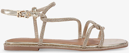 KG Kurt Geiger Womens Gold Priya Crystal-Embellished Woven Flat Sandals Eur 37 / 4 Uk Women