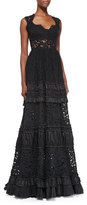 Thumbnail for your product : Alexis Gizele Tiered Ruffled Lace Gown
