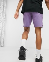 Thumbnail for your product : ASOS DESIGN jersey slim shorts with raw hem and flat drawcords in purple
