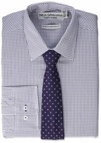 Thumbnail for your product : Nick Graham Men's Stretch Modern Fit Plaid Dress Shirt and Dot Tie Set