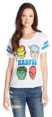 Marvel Juniors Licensed Group Shot High Low Burnout V-Neck T-Shirt