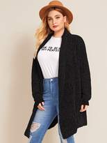 Thumbnail for your product : Shein Plus Open Front Pocket Cardigan