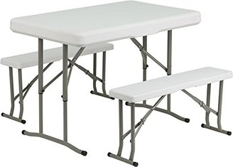 Flash Furniture Plastic Folding Table and Benches