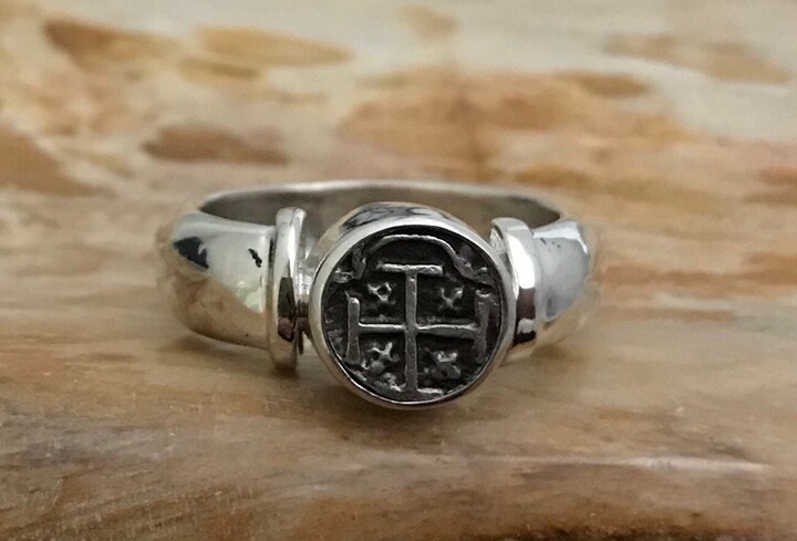 Etsy Atocha Coin Ring Sterling Silver Bezel Set Sunken Treasure Shipwreck Jewelry Ladies Mens