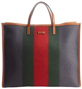 Thumbnail for your product : Gucci grey felt web stripe tote bag