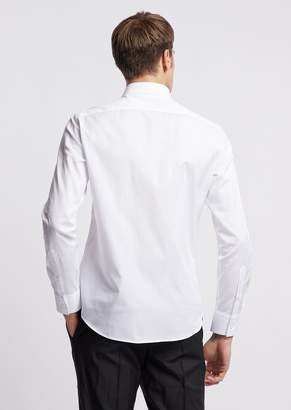 Emporio Armani Shirt In Pure Micro-Textured Cotton