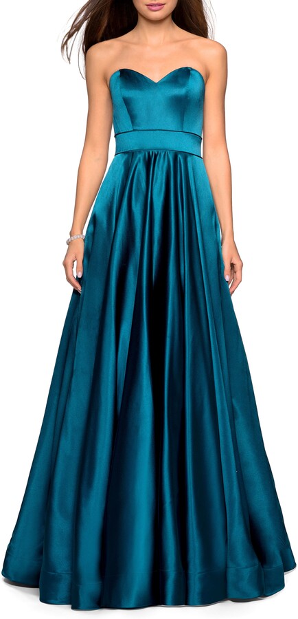 teal evening gown