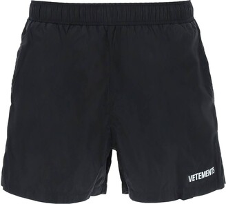 Vetements Swim Shorts With Logo - Black - ShopStyle