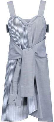 Derek Lam 10 Crosby Tie-Front Paneled Striped Cotton Mini Dress