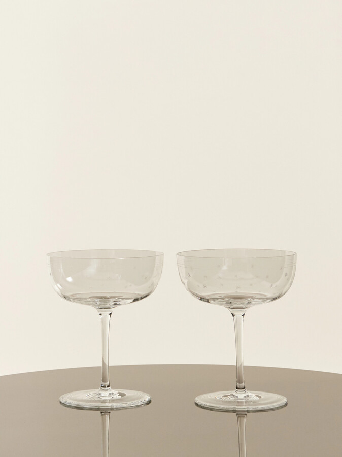 Lobmeyr Rothschild Stars Set Of Two Crystal Champagne Cup - Neutrals