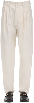 Gucci 18cm High Waisted Pleated Cotton Pants