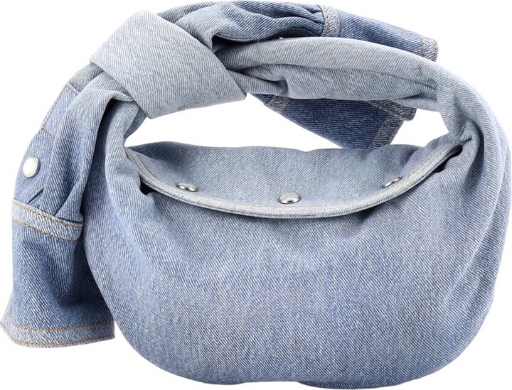 Bottega Veneta Blue Denim Jodie Hobo Shirt Effect Mini (Authentic Pre-Loved)