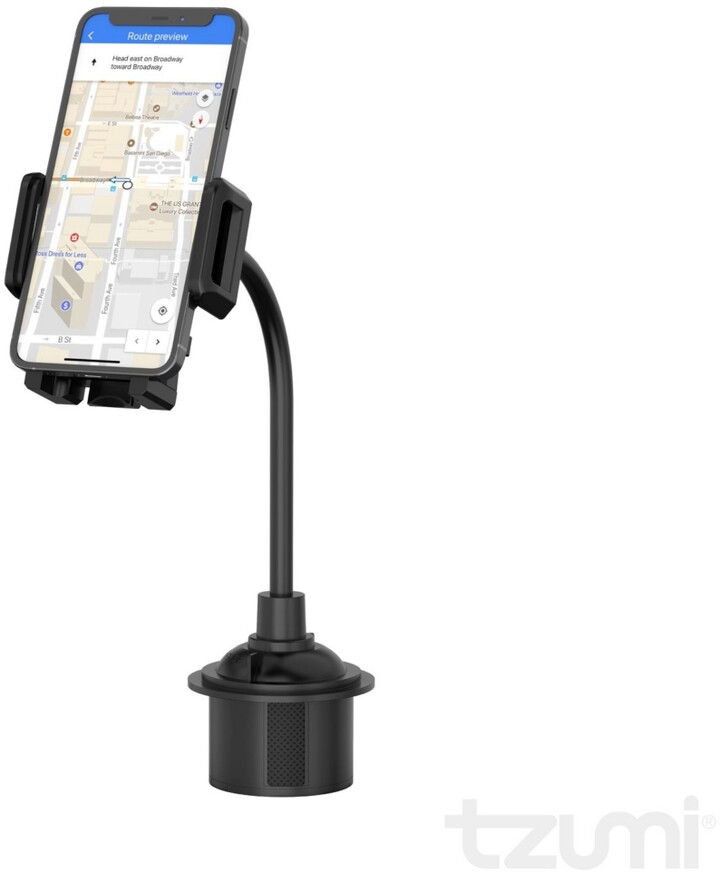 Tzumi FlexiView Auto Cup Holder Phone Mount, Fully Adjustable Gooseneck