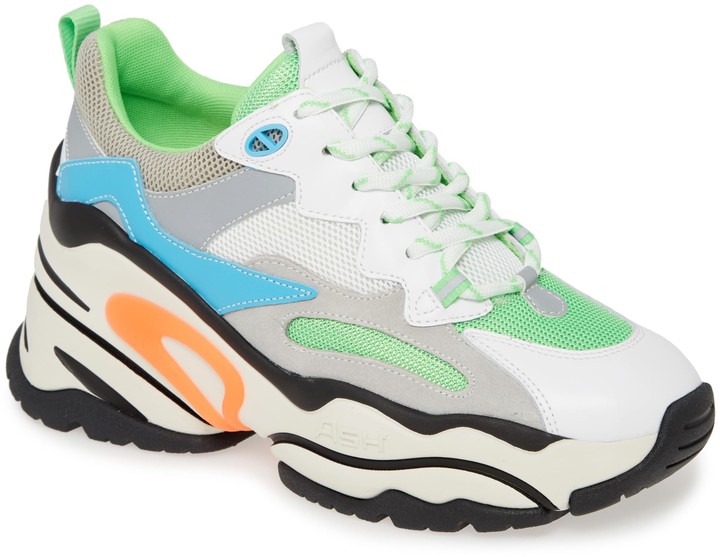 bright multi colored tennis shoes