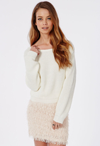 Thumbnail for your product : Missguided Erisha Cream Off Shoulder Cropped Jumper