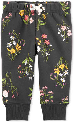 Carter's Baby Girls Floral-Print Fleece Jogger Pants