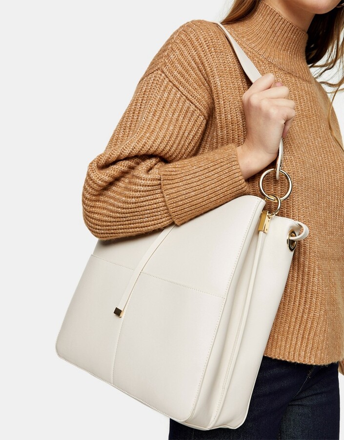topshop double strap tote bag in cream