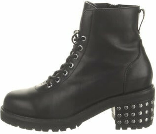 Anne Fontaine Leather Studded Accents Combat Boots - ShopStyle