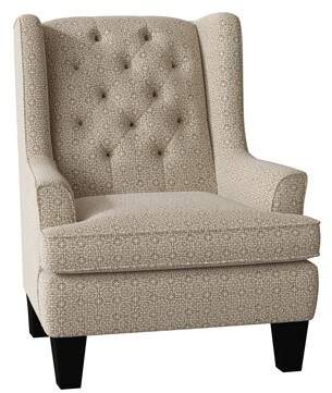 Jermaine Wingback Chair Gracie Oaks Body Fabric: Sand Beige-23539, Leg Color: Distressed Pecan