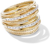 Thumbnail for your product : David Yurman 18kt yellow gold Crossover diamond wide ring