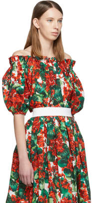Dolce & Gabbana Red Geranium Off-The-Shoulder Blouse