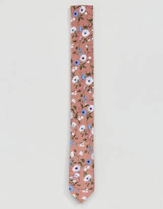 ASOS Slim Tie In Pink Floral Design
