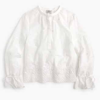 J.Crew Petite embroidered floral popover shirt