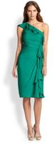 Thumbnail for your product : Badgley Mischka Silk Chiffon Ruffle One-Shoulder Cocktail Dress